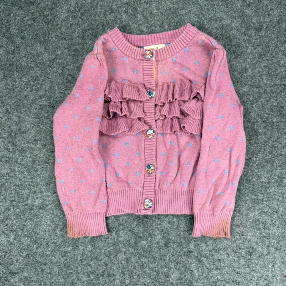 Matilda Jane Kids Cardigan 18-24M Pink Blue Polka Dot Ruffle Buttons Adorable